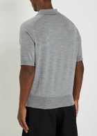 Ami Paris Logo-embroidered Wool Polo Shirt Grey