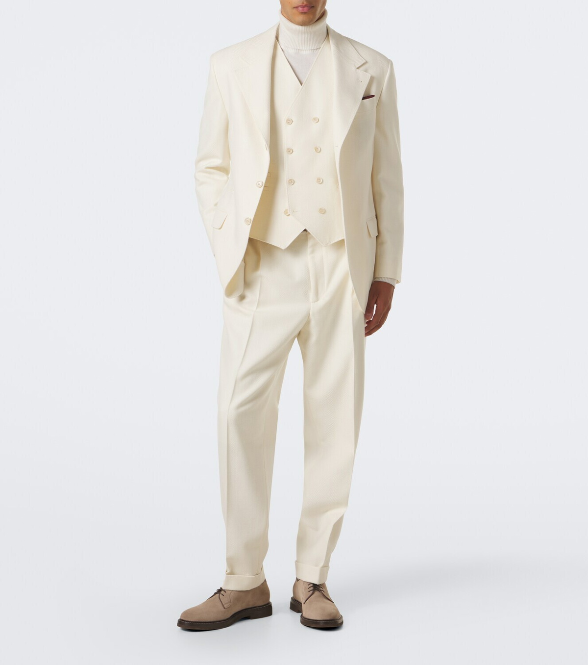 Brunello Cucinelli Double-breasted wool and cotton vest
