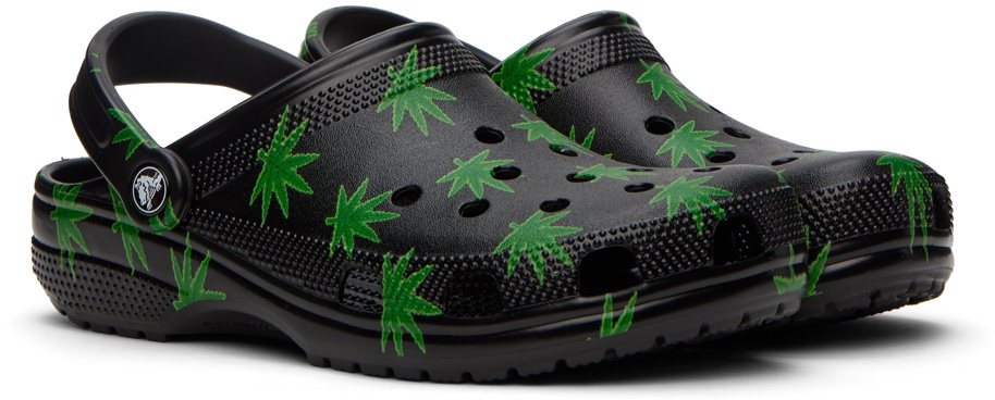Crocs Black & Green Classic Hemp Leaf Clogs Crocs display picture 1