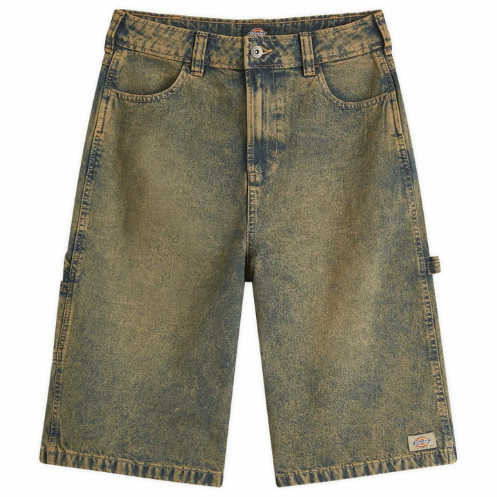 Photo: Dickies Women's Carpenter Denim Jort in Yellow Fade Indigo