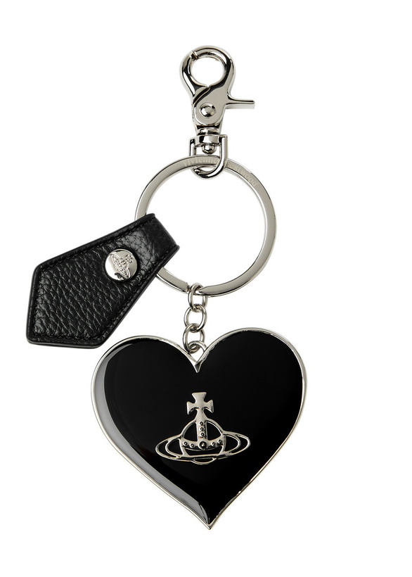 Photo: Vivienne Westwood Logo Heart Silver-plated Keyring - Black And Silver - One Size