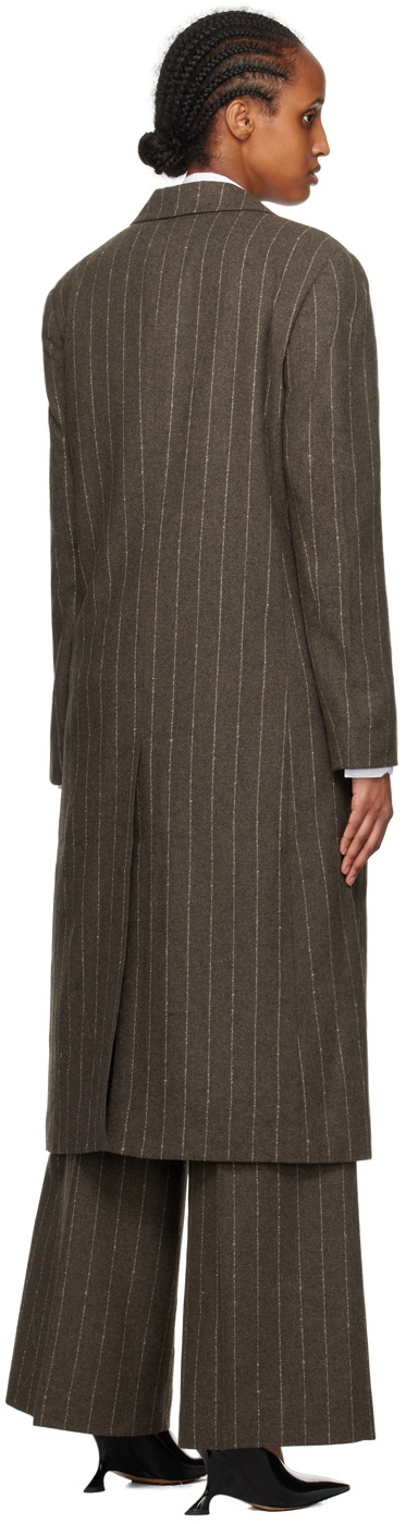 REMAIN Birger Christensen Brown Pinstripe Coat