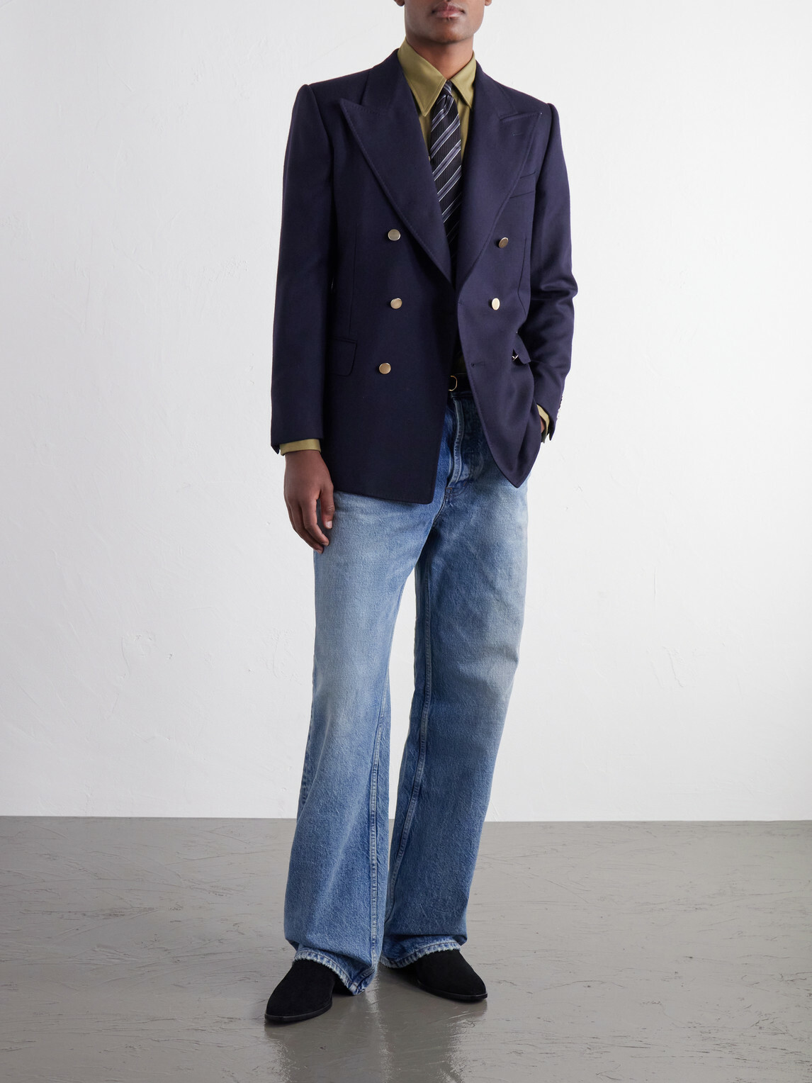 Husbands - Double-Breasted Wool-Twill Blazer - Blue