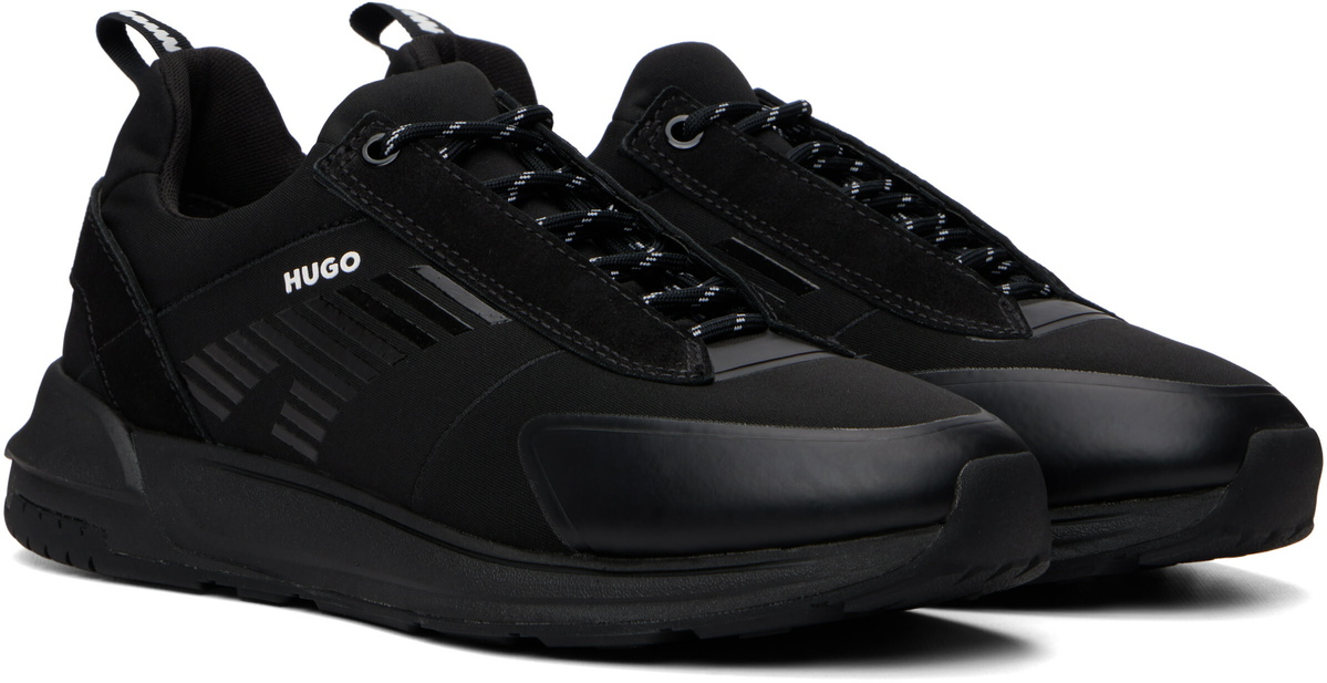 Hugo Black Printed-Logo Sneakers