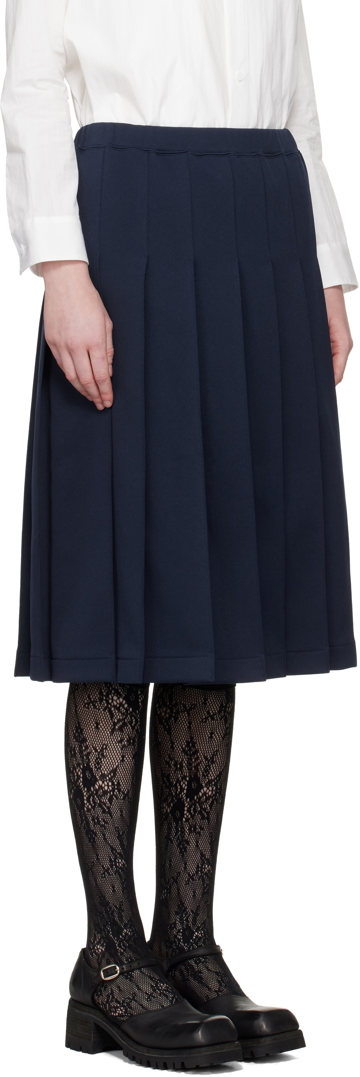 Comme des Garçons Girl Navy Pleated Midi Skirt