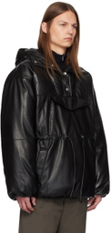 Nanushka Black Osana Faux-Leather Down Jacket