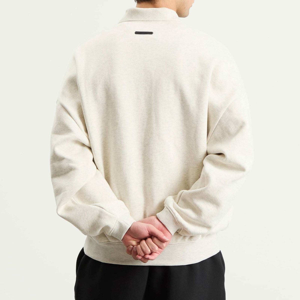 Fear of God ESSENTIALS Men's Signature 90s Polo Sweatshirt in Oatmeal Heather