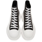 Alexander McQueen Black and White Leather Tread Slick Boots