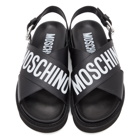 Moschino Black Leather Logo Sandals