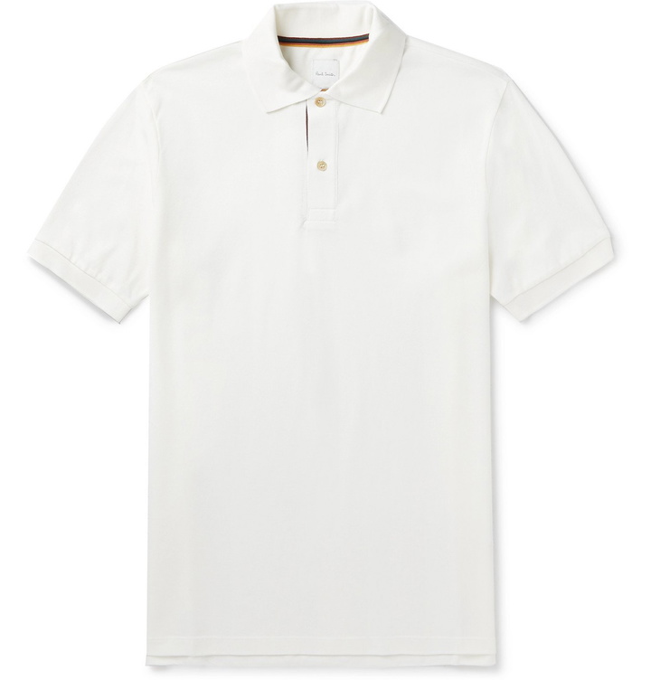 Photo: Paul Smith - Webbing-Trimmed Cotton-Piqué Polo Shirt - White