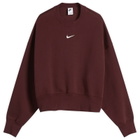 Nike Women's Phoenix Fleece Oversized Crewneck in Burgundy/Sail