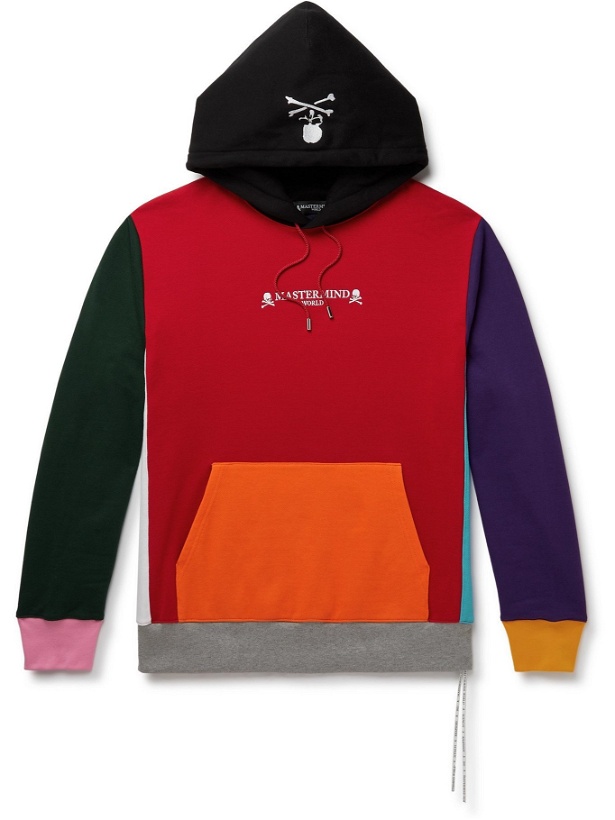 Photo: MASTERMIND WORLD - Logo-Embroidered Colour-Block Loopback Cotton-Jersey Hoodie - Multi