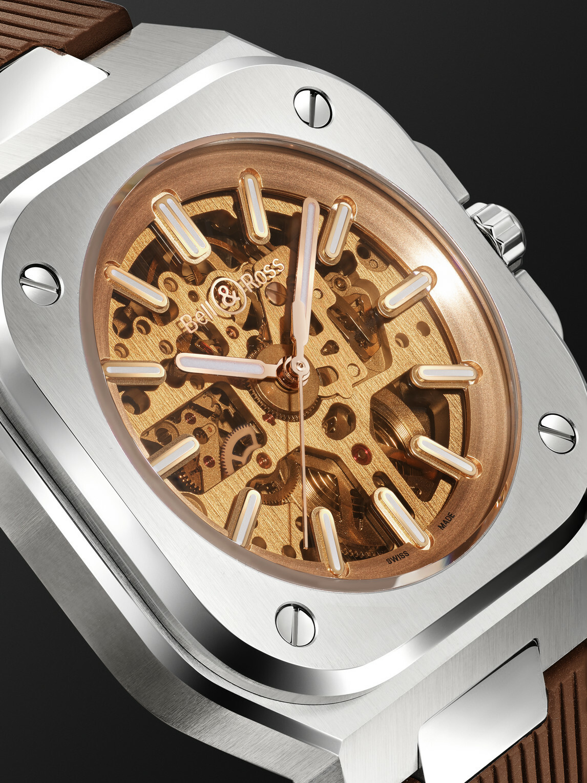 Bell & Ross - BR 05 Skeleton Gold Automatic Stainless Steel Watch, Ref. BR05A-CH-SKST/SRB