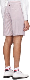 Thom Browne White & Red Striped Shorts