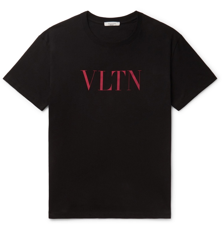 Photo: Valentino - Logo-Print Cotton-Jersey T-Shirt - Black