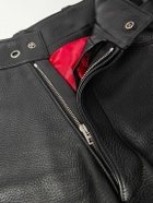 TOM FORD - Straight-Leg Eyelet-Embellished Paneled Full-Grain Leather Trousers - Black