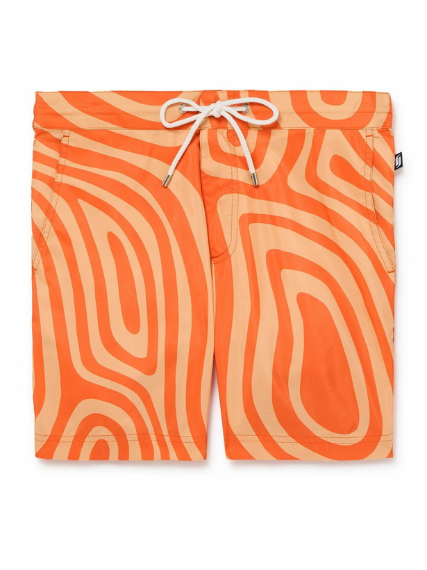 Photo: Richard James - Straight-Leg Mid-Length Printed Recycled Swim Shorts - Orange