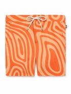 Richard James - Straight-Leg Mid-Length Printed Recycled Swim Shorts - Orange