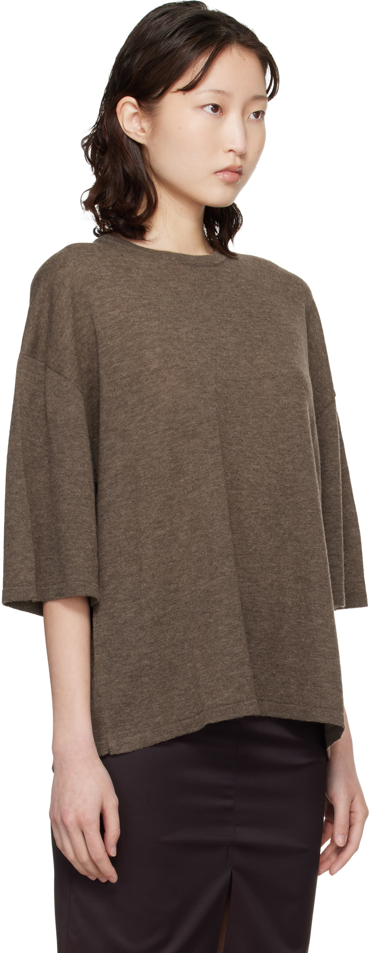 Cordera Brown Merino Wool Oversized T-shirt