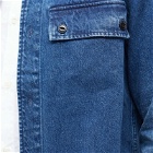 Denham Men's Burton Denim Flap Overshirt in Mid Blue