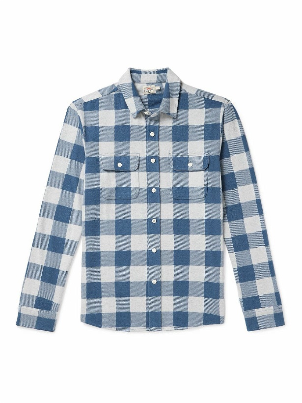 Photo: Faherty - Legend™ Checked Recycled Knitted Shirt - Blue