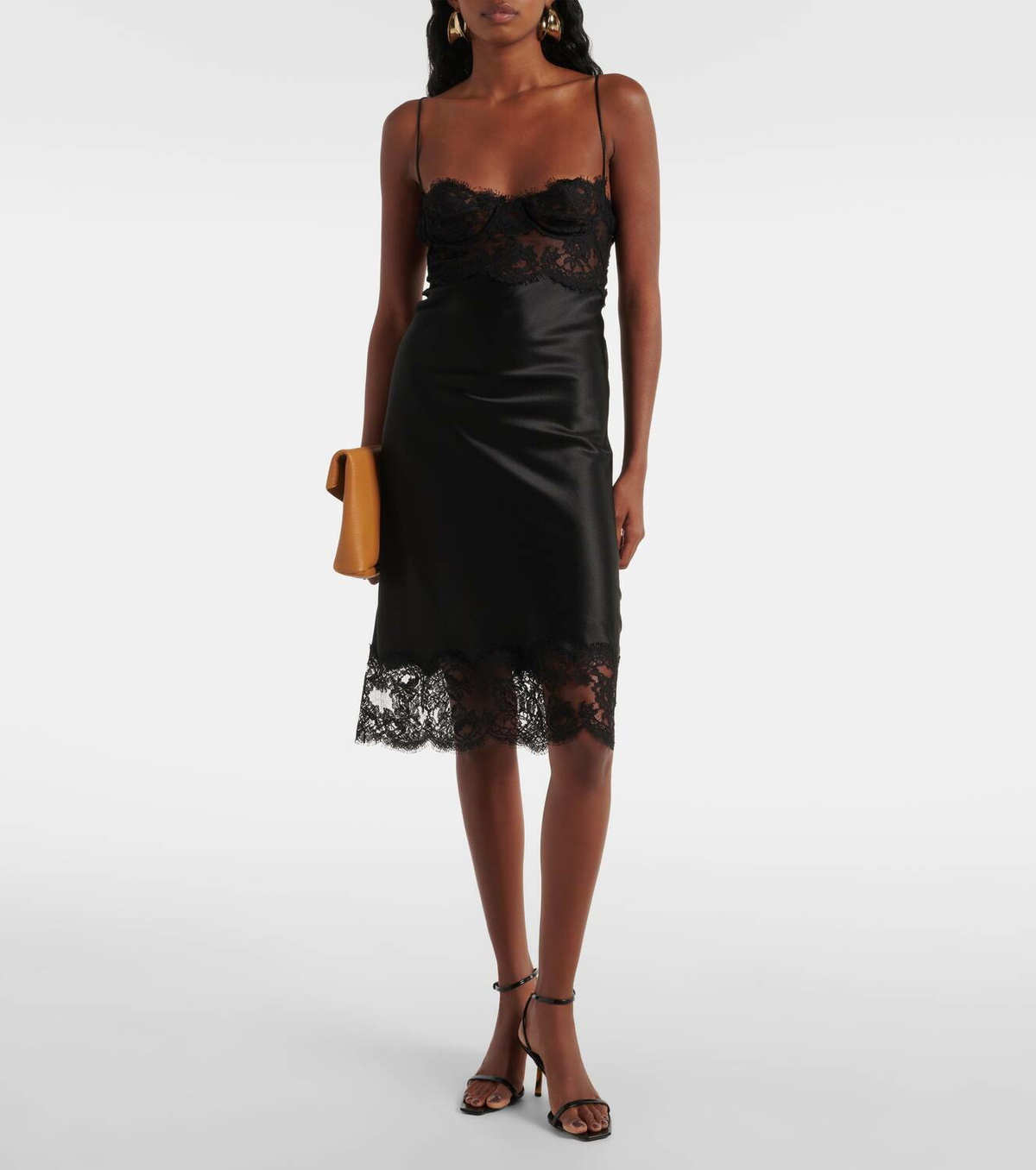 【SAINT LAURENT】Cut-out slip flare dress/関税+全国送料込み Saint Laurent Sleeveless Mini Dress in Noir | FWRD