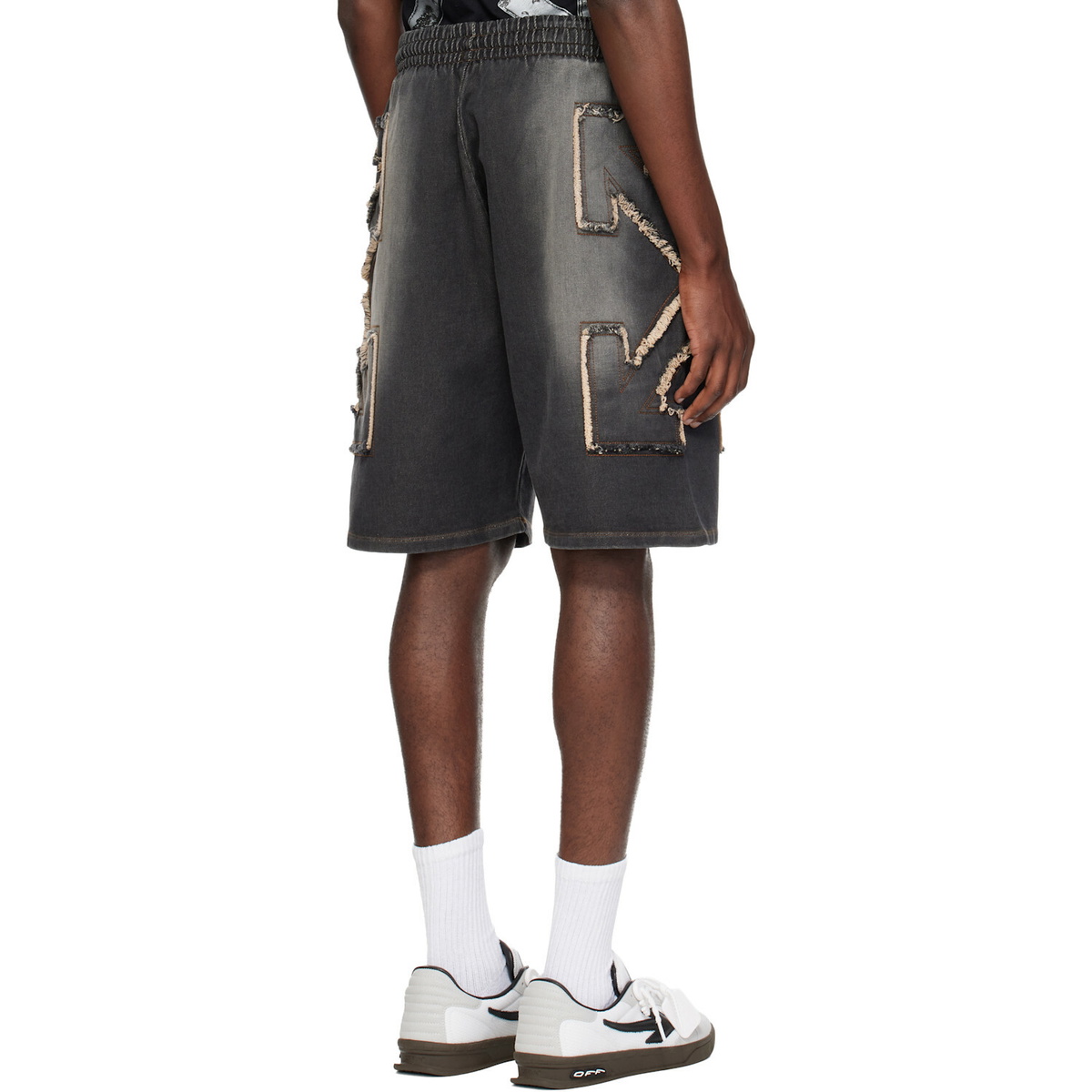 Off-White Black Distressed Arrow Skate Sweat Shorts