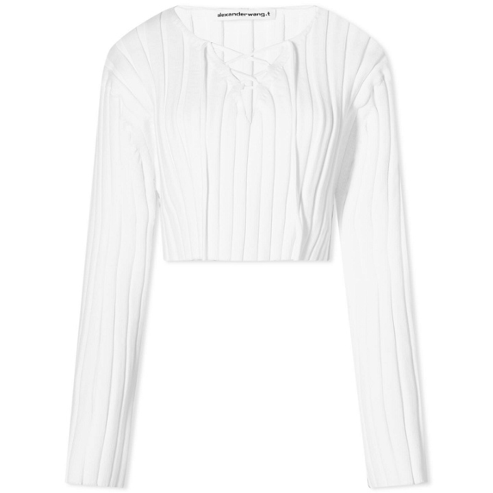 Photo: Alexander Wang Women's Drop Shoulder Crop Sweatshirt in White