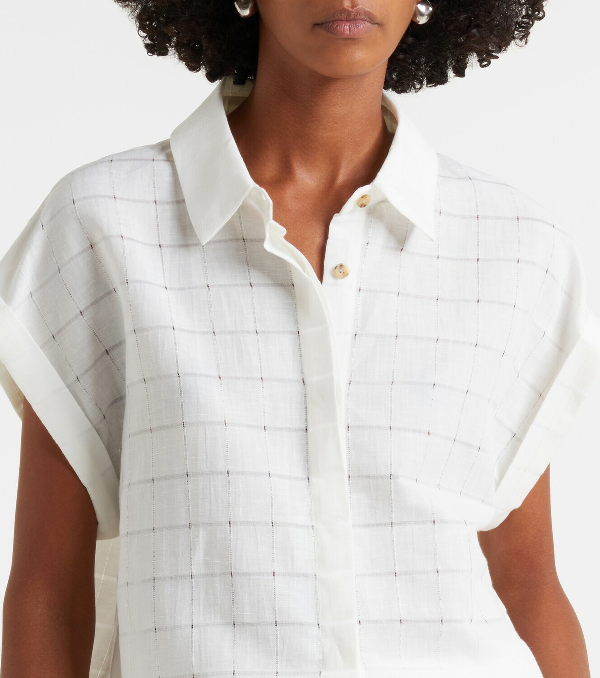 Asceno Andra linen and cotton checked shirt