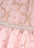 Self-portrait Embellished Floral Tulle Maxi Dress Pink