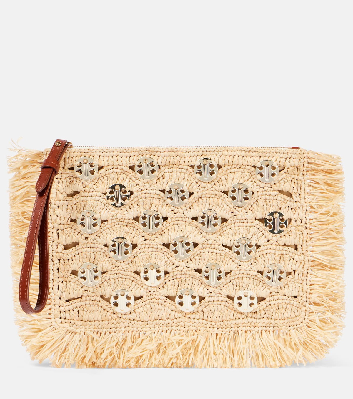 Rabanne Embellished raffia clutch