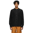 Rhude Black Linen Band Collar Shirt