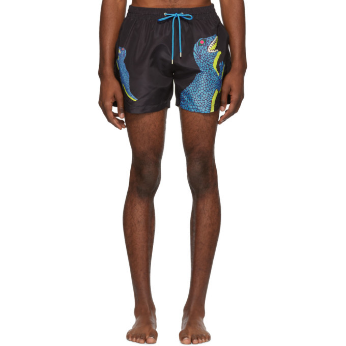 Photo: Paul Smith Black Big Dino Classic Swim Shorts