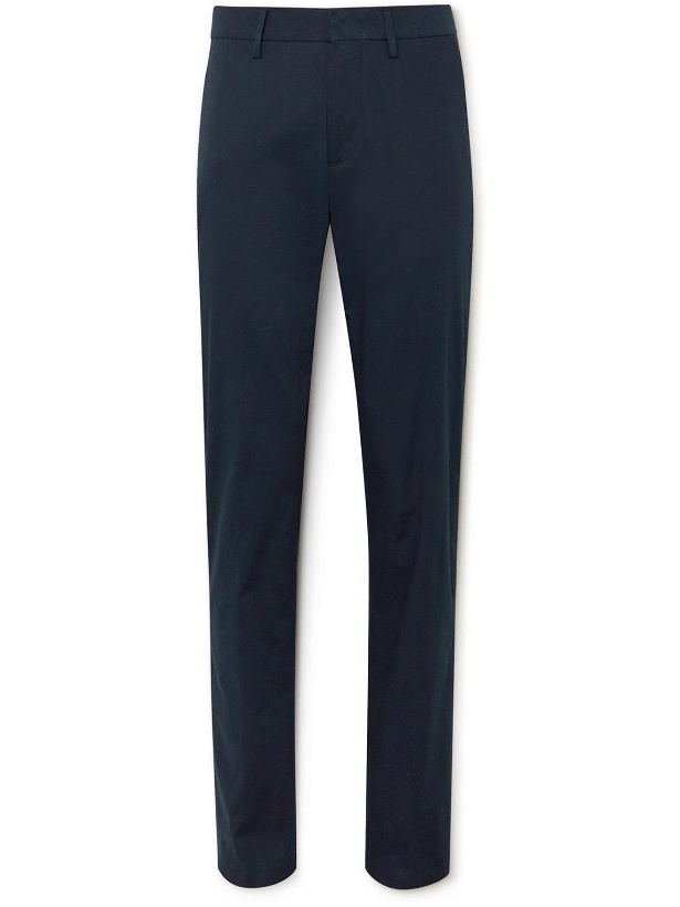 Photo: Dunhill - Straight-Leg Stretch Cotton and Mulberry Silk-Blend Chinos - Blue