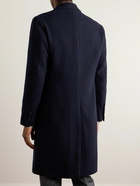 Lardini - Double-Breasted Brushed Wool-Blend Overcoat - Blue