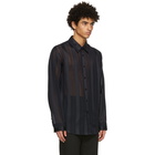 System Navy Sheer Panel Shirt