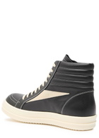 Rick Owens Hollywood Vintage Panelled Leather Hi-top Sneakers Black