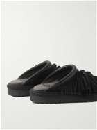KAPITAL - Pueblo Rain Leather-Trimmed Fringed Suede Sandals - Black