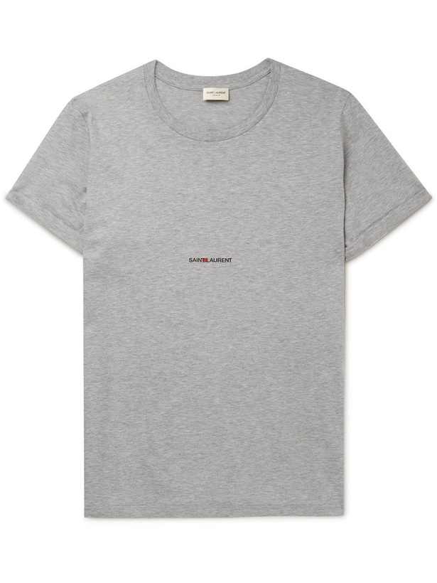 Photo: SAINT LAURENT - Slim-Fit Logo-Print Cotton-Jersey T-Shirt - Gray