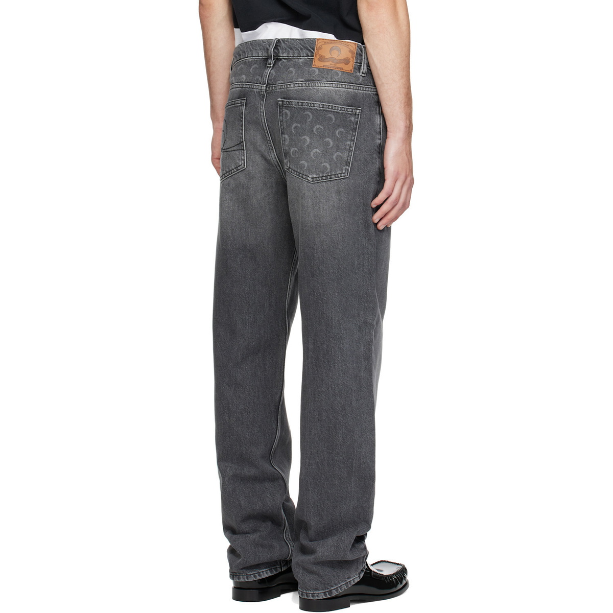 Marine Serre Gray Moon Laser Wash Straight Jeans