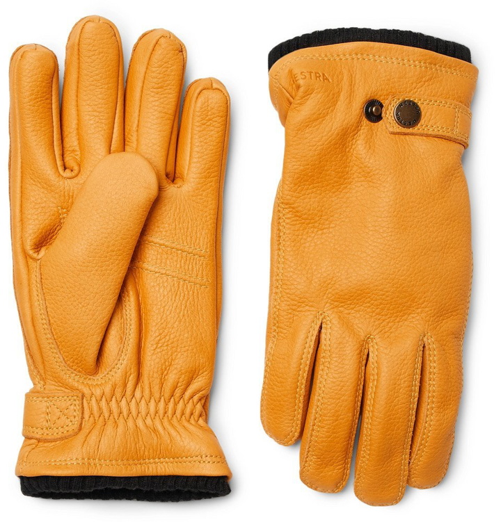 Photo: Hestra - Utsjö Fleece-Lined Full-Grain Leather Gloves - Men - Yellow