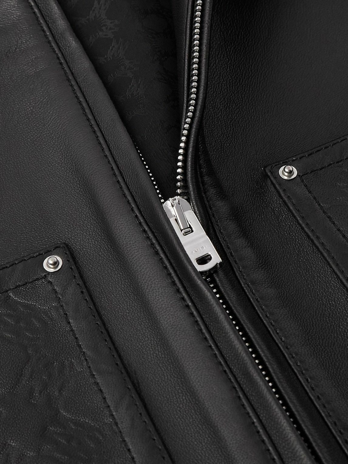 AMIRI - Logo-Debossed Leather Jacket - Black