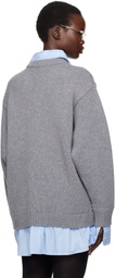 Balenciaga Gray Layered Shirt V-Neck Sweater