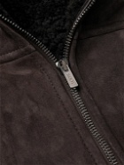 Tod's - Leather-Trimmed Shearling Bomber Jacket - Brown