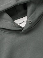 Frame - Logo-Embroidered Cotton-Blend Jersey Hoodie - Gray
