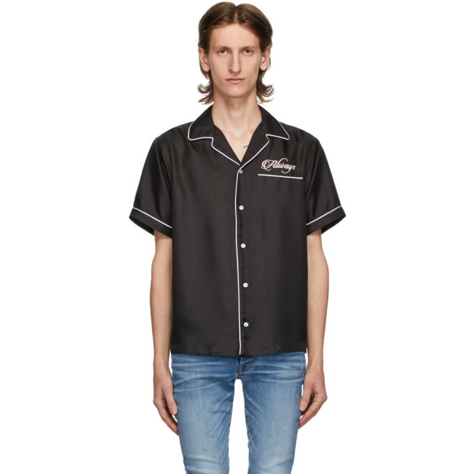 Photo: Amiri Black Loving You Silk Pyjama Short Sleeve Shirt