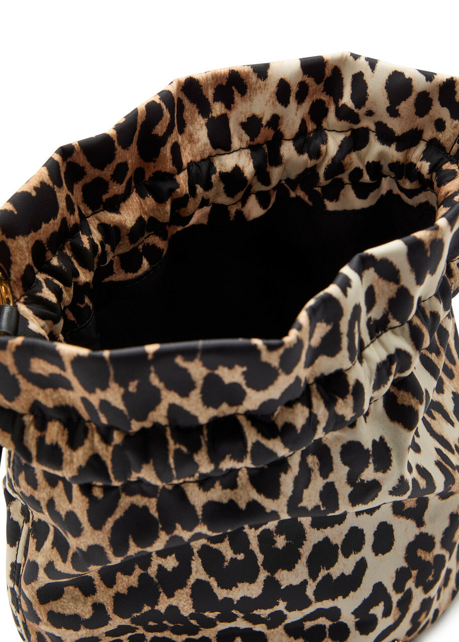 Ganni Leopard-print Nylon Pouch - Brown - One Size