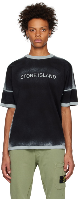 Photo: Stone Island Navy Spray Painted T-Shirt