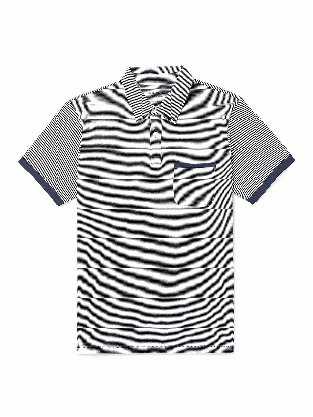 Photo: Outerknown - Sojourn Striped Organic Pima Cotton-Jersey Polo Shirt - Blue