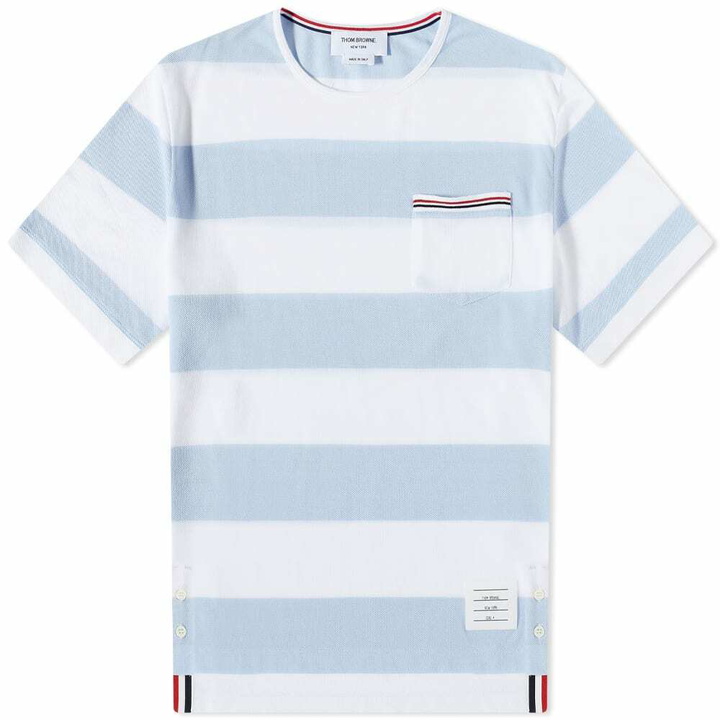 Photo: Thom Browne Men's Broad Stripe T-Shirt in Light Blue/White